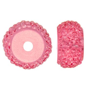 Kunstharz Perlen Rondell in Strass-Optik (12 x 7 mm) Pink Punch (10 Stück)