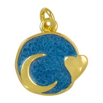 Charm Emaille Mond Herz (13.5 x 12.5 x 2 mm) 18K Gold Plated (1 Stück)
