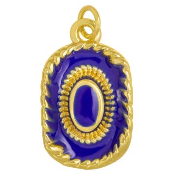 Pendant Emaille Hut (22 x 13.5 x 5.5 mm) Blue - 18K Gold Plated (1 Stück)