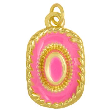 Pendant Emaille Hut (22 x 13.5 x 5.5 mm) Pink - 18K Gold Plated (1 Stück)