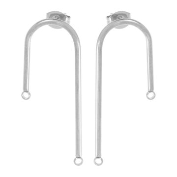 Edelstahl Ohrstecker mit Verschluss (37 x 13 mm) Altsilber (2 Stück)