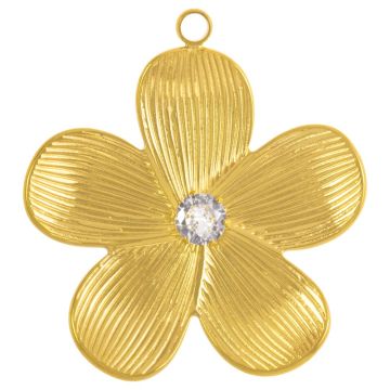 Edelstahl Pendant Blume (25 x 4 mm) Gold (1 Stück)