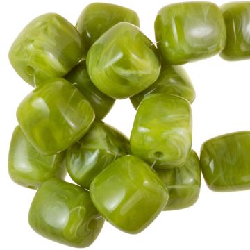 Acrylperlen Opak Zweifarbig (17 x 15.5 x 15.5 mm) Olive Green (10 Stück)