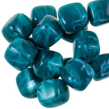 Acrylperlen Opak Zweifarbig (17 x 15.5 x 15.5 mm) Teal (10 Stück)