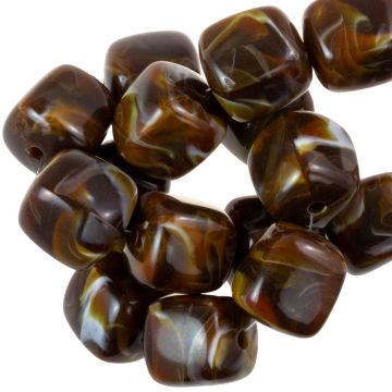 Acrylperlen Opak Zweifarbig (17 x 15.5 x 15.5 mm) Coffee Brown (10 Stück)