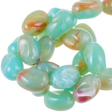 Acrylperlen Zweifarbig (14 x 10 x 8.6 mm) Turquoise (25 Stück)