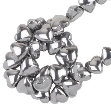 Galvanisierte Hämatit Perlen Herz (6 x 6 x 3 mm) Silver (25 Stück)