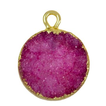 Druzy Achat Pendant (18 x 14 x 6 - 10 mm) Fuchsia (1 Stück)