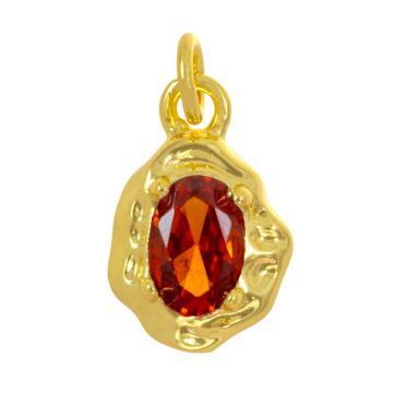 Charm mit Zirkonia (12 x 8 x 3 mm) Orange - 18K Gold Plated (1 Stück)