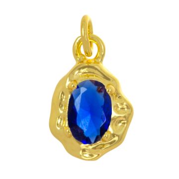 Charm mit Zirkonia (12 x 8 x 3 mm) Blue - 18K Gold Plated (1 Stück)