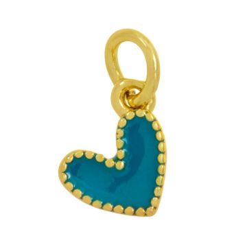 Charm Emaille Herz (9 x 7 x 2 mm) Teal - 18K Gold Plated (2 Stück)