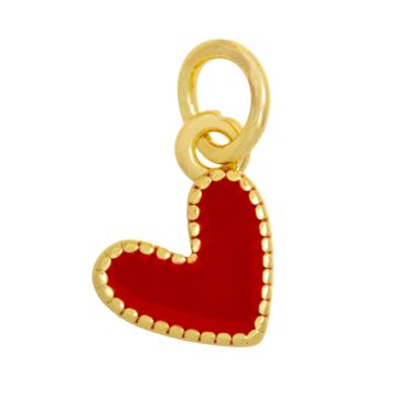 Charm Emaille Herz (9 x 7 x 2 mm) Red - 18K Gold Plated (2 Stück)