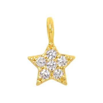 Charm Stern mit Zirkonia (8 x 5 x 1.5 mm) 18K Gold Plated (1 Stück)