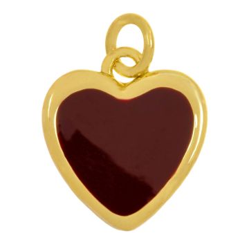 Emaille Pendant Herz (14.5 x 13 x 2.5 mm) Red Brown -18K Gold Plated (1 Stück)