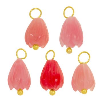 Synthetische Koralle Charm Blume (13 x 7 mm) Coral Pink (5 Stück)