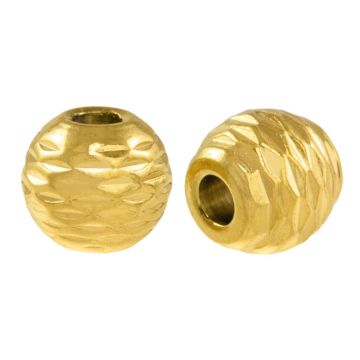 Edelstahl Perlen (5.5 x 5 mm) 18K Gold Ion Plated (5 Stück)
