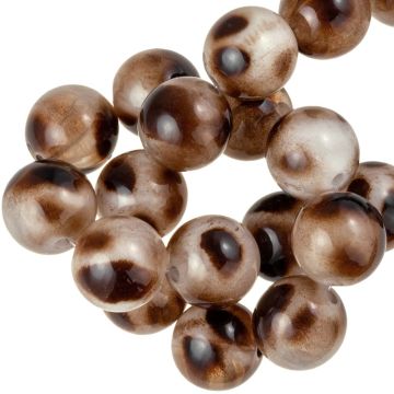 Acrylperlen Opak Zweifarbig Leopard (14 mm) Coconut Brown (10 Stück)