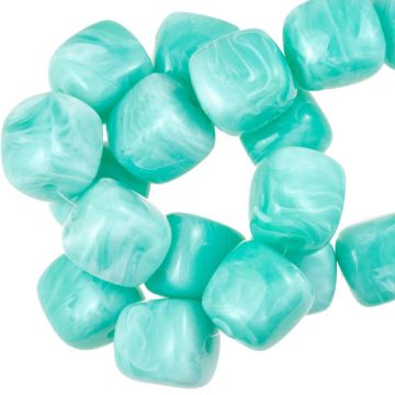 Acrylperlen Opak Zweifarbig (17 x 15.5 x 15.5 mm) Aquamarine Blue (10 Stück)