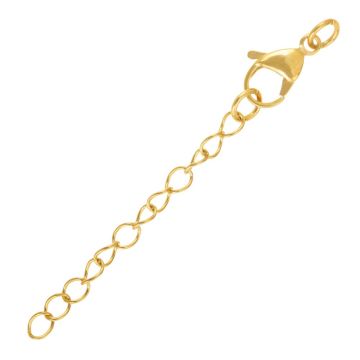 Edelstahl Verlängerungskette mit Karabinerverschluss (15 x 7 mm / 50 mm) Gold Ion Plated (5 Stück)