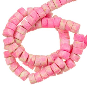 Imperial Jaspis Perlen Frosted Heishi-Scheibe (4 x 2 mm) Bubblegum Pink (156 Stück)