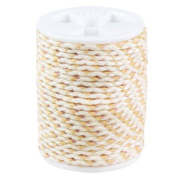 Geflochtene Schmuckkordel Polycotton 4-Strängig (1.5 mm) Golden Beige (4 Meter)