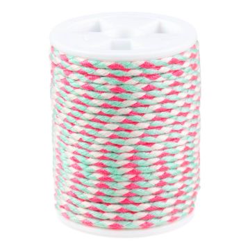 Geflochtene Schmuckkordel Polycotton 4-Strängig (1.5 mm) Neon Pink (4 Meter)