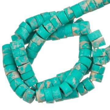 Imperial Jaspis Perlen Frosted Heishi-Scheibe (4 x 2 mm) Caribbean Turquoise (156 Stück)